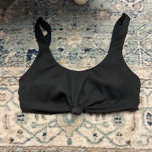 BLACK RIBBED BIKINI TOP
